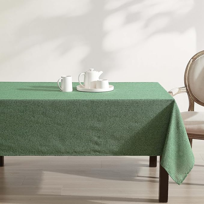 Laura Ashley Harper Luxuriously Smooth Fabric Tablecloth for Formal or Casual Dining, Holiday, Banquet, Wedding or Party, 60" x 144", Green