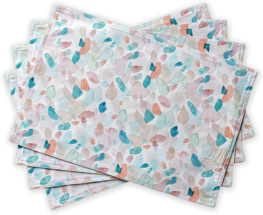 Maison d' Hermine Placemats Set of 4 100% Cotton Washable Cloth Place Mats, Reusable Table Mats for Kitchen Dining Decoration, Party, Wedding, Restaurant Spring/Summer (Summer Picnic, 13" x 19")