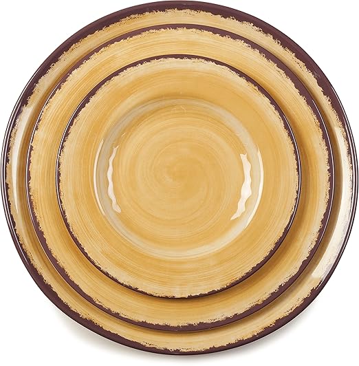 Carlisle FoodService Products Mingle Resuable Plastic Plate Appetizer Plate with Pottery Style for Home and Restaurant, Melamine, 7 Inches, Amber