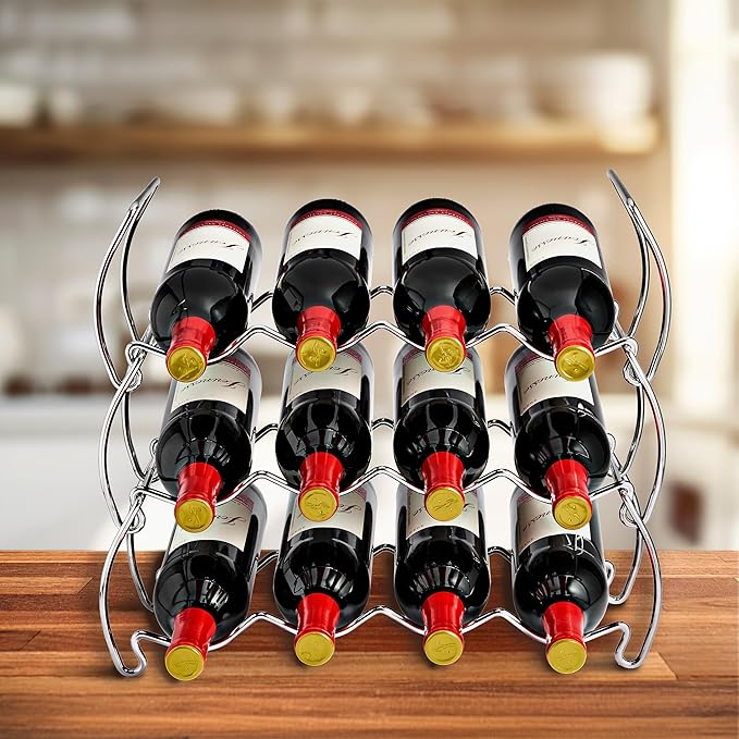 Sorbus 6-Tier Stackable Wine Rack - Classic Style Wine Racks for Bottles - Perfect for Bar, Wine Cellar, Basement, Cabinet, Pantry, etc - Hold 24 Bottles, Metal (Silver)