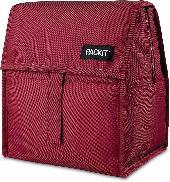 PackIt짰 Freezable Lunch Bag, Ruby, Built with ECOFREEZE짰 Technology, Foldable, Reusable, Zip and Velcro Closure with Buckle Handle, Designed for Work Lunches and Fresh Lunch On the Go