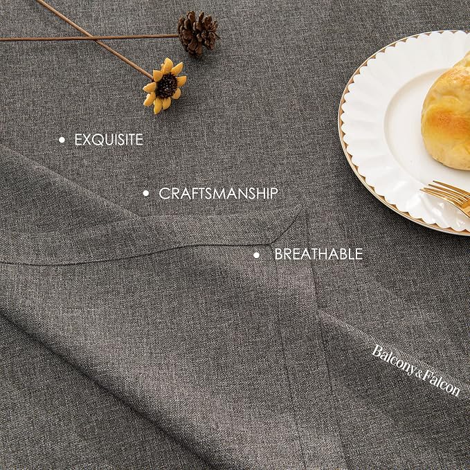 BALCONY & FALCON Table Cloth for 6ft Rectangle Tables ??Waterproof, Wrinkle-Free Farmhouse Tablecloth for Dining, Kitchen, Wedding, Baby Shower, Holiday Gatherings (Dark Gray, 55" x 95")