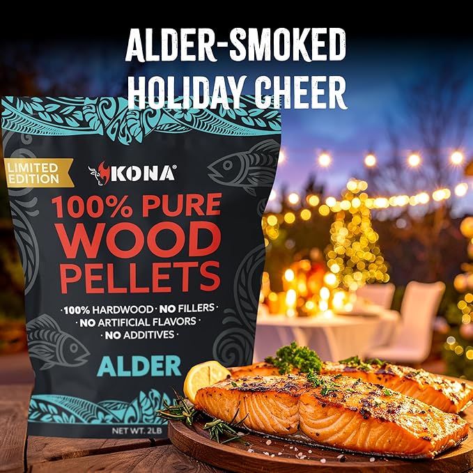 Kona Alder Wood Pellets ??Limited Edition for Ninja Woodfire Grill, Outdoor Oven & Smoker ??2lb Resealable Bag