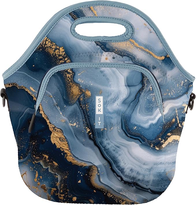 Sok It LunchTote Zippered Bag Insulated Neoprene Caddy (Sapphire Drift, X-Large 6.5 Quart Lunch Tote)