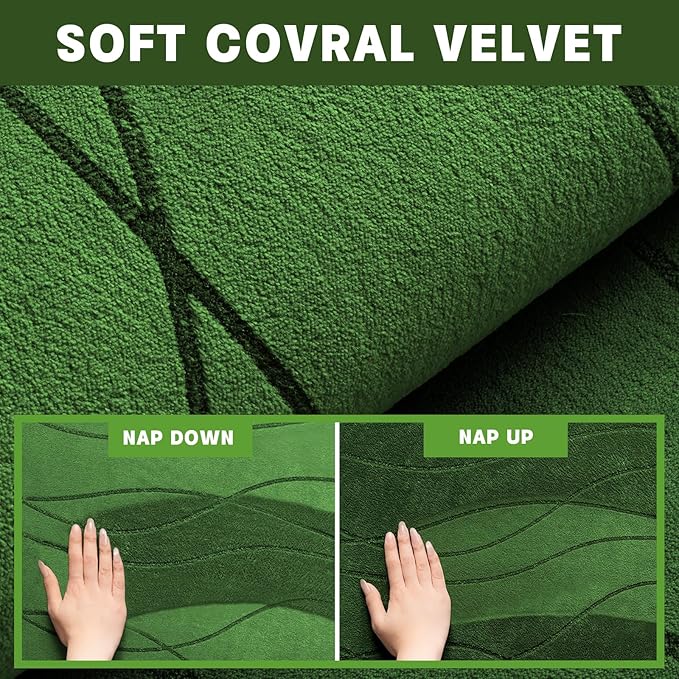 YIHOUSE Memory Foam Bathroom Rug Sets 2 Piece, Ultra Absorbent Bath Mat for Bathroom - Non-Slip Machine Washable & Dry Quickly, 2 Piece Bathroom Mat Set (Glass Green, 2 Pieces)