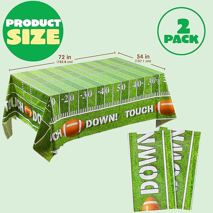 JOYIN 2 PCS Football Table Cover (54??72") for Football Party Touchdown Tablecloth, Game Day Table Covers, Tailgate Table Cover Plastic Party Supplies