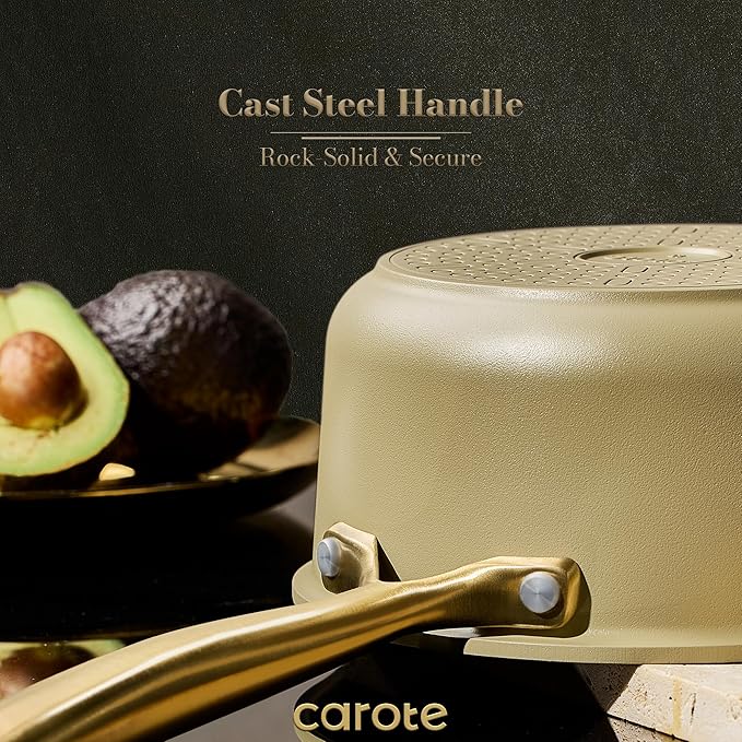 CAROTE 19Pcs Pots and Pans Set, Non Stick Induction Cookware Sets with Durable Cast Steel Handle, Oven-Safe Pots and Pans with Cooking Utensils, PFOS/PFOA Free, Dishwasher Safe, Aluminum