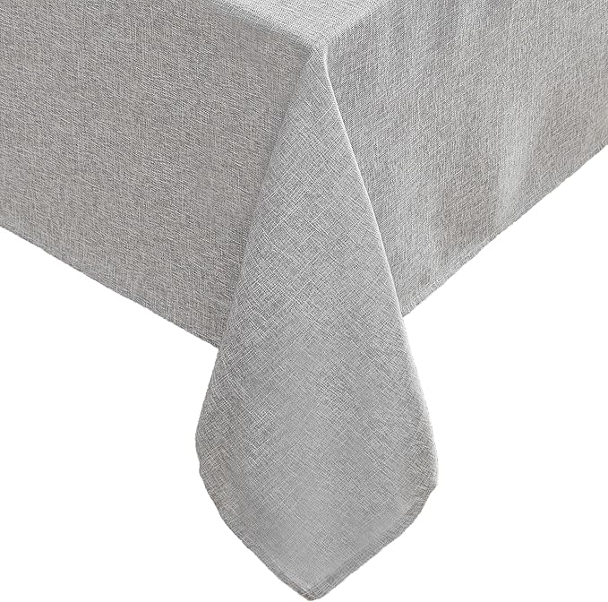 Laura Ashley Harper Luxuriously Smooth Fabric Tablecloth for Formal or Casual Dining, Holiday, Banquet, Wedding or Party, 60" x 102", Ash Gray
