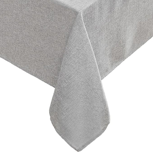 Laura Ashley Harper Luxuriously Smooth Fabric Tablecloth for Formal or Casual Dining, Holiday, Banquet, Wedding or Party, 60" x 102", Ash Gray