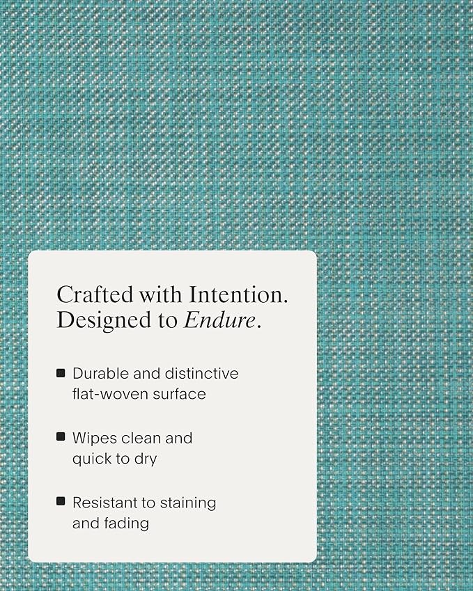 Chilewich Mini Basketweave Placemats in Turquoise - Set of 4 - Easy Care Woven Tabletop Textiles - Indoor/Outdoor - 15" Round