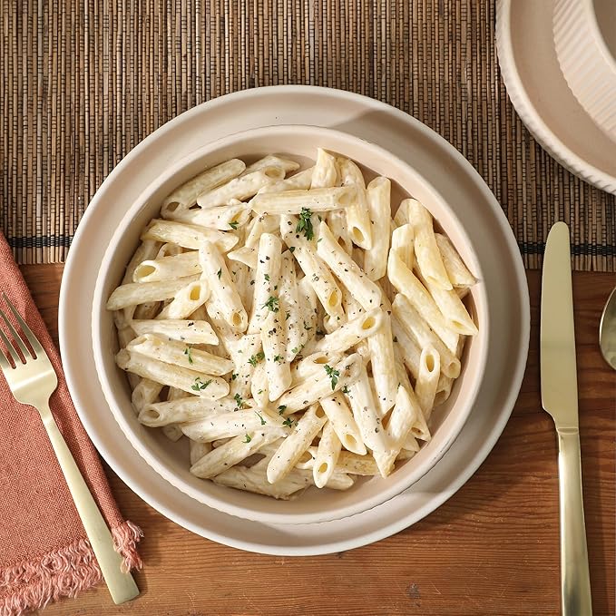 Gibson Elite Deerfield 16-Piece Stoneware Dinnerware Set ??Cream White Reactive Glaze Plates and Bowls, Stackable Design, Service for 4 ??Dishwasher & Microwave Safe