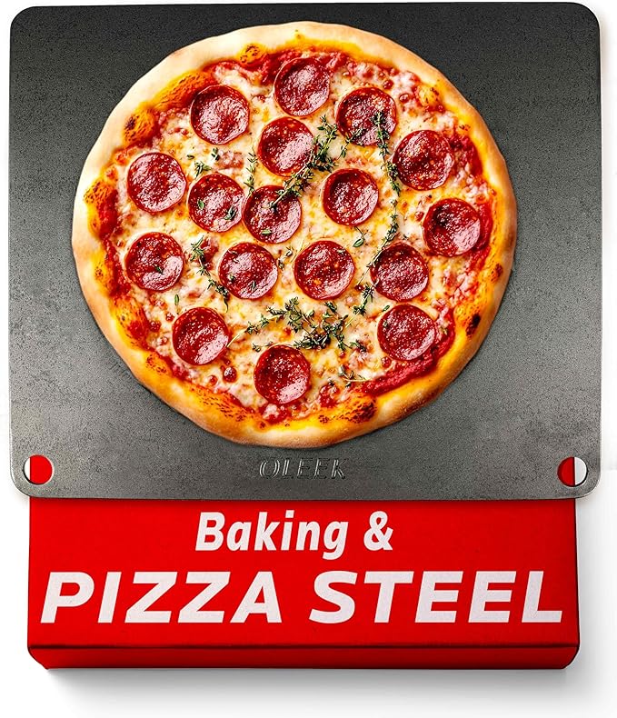 OLEEK Pizza steel Sheets for oven - Metal baking steels sheets for oven - Pizza steel 16x13.4 inches - Steel pizza stone for oven - Baking's steels pro pizza - Baking's stone for oven