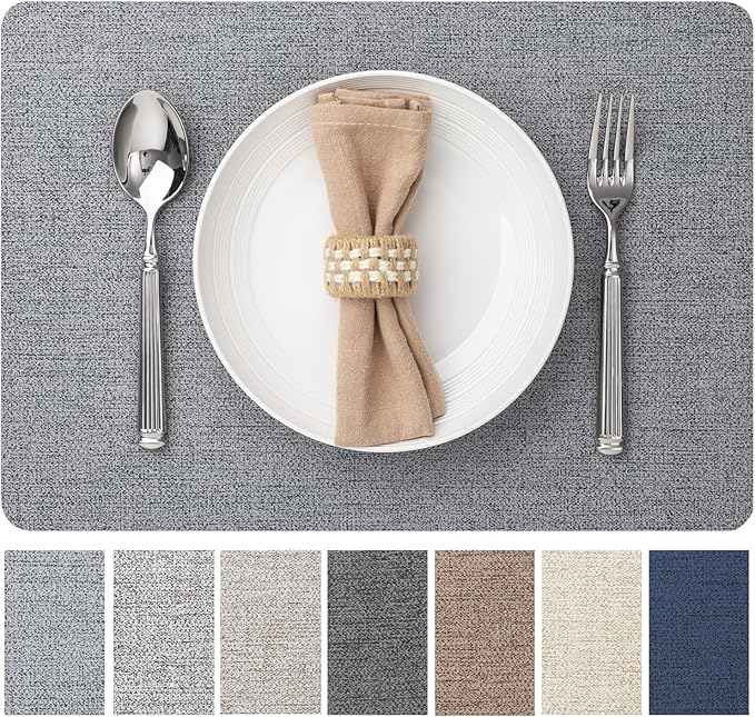 Baroyal Faux Leather Placemats Set of 8 Vinyl Washable Wipeable Table Mats for Kitchen Dining Table Heat Resistant Waterproof Modern Indoor/Outdoor Placemats Non-Slip Easy Clean Place Mats (Stargaze)