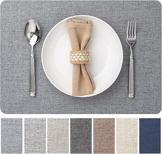 Baroyal Faux Leather Placemats Set of 6 Vinyl Washable Wipeable Table Mats for Kitchen Dining Table Heat Resistant Waterproof Modern Indoor/Outdoor Placemats Non-Slip Easy Clean Place Mats (Stargaze)