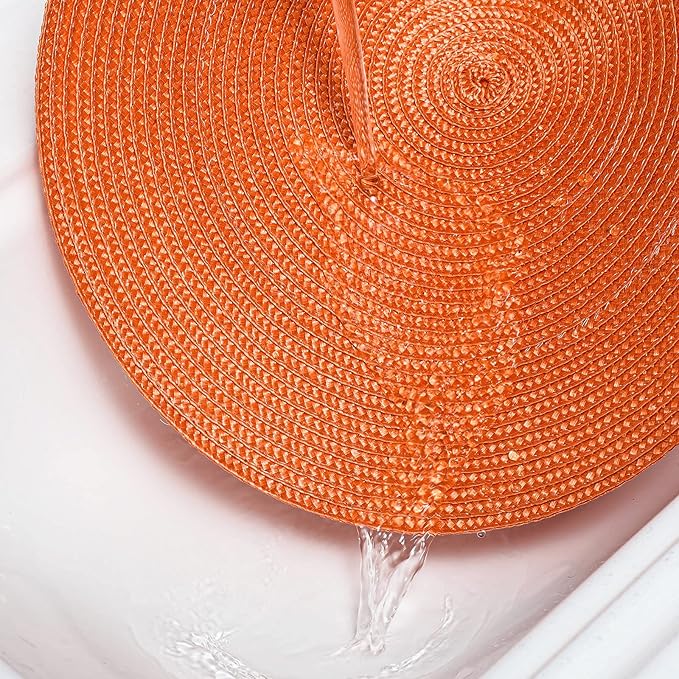 AHHFSMEI Round Braided Placemats 15 Inch Round Table Mats for Dining Tables Natural Woven Heat Resistant Place mats Set of 6 (Orange)