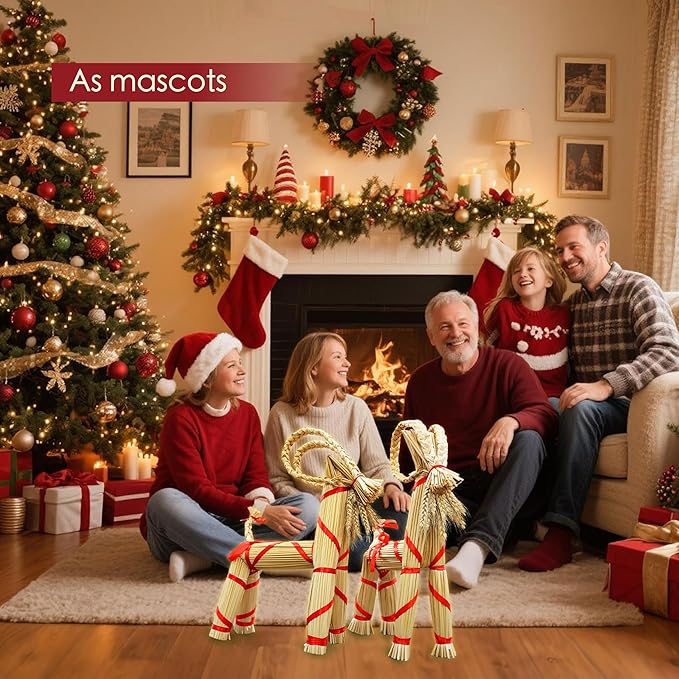 16.1-inch Tall Swedish Straw-Woven Christmas Goat Yule Decoration forome Birthday Party Interior Outdoor Holiday Tradition Decor