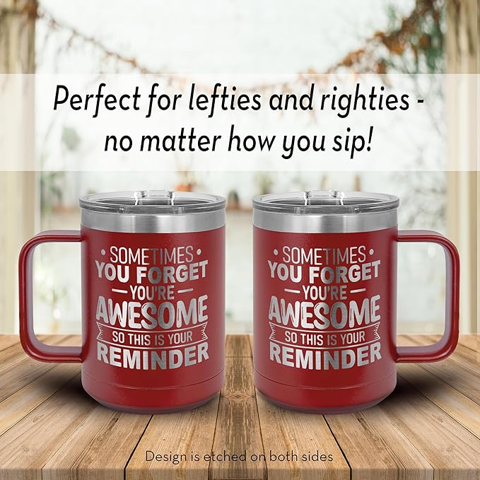 Spotted Dog Company Inspirational Travel Coffee Mug, Inspirational Gifts for Men Dad Father Wife Sister Women, Birthday For Him Her, You?셱e Awesome Tumbler, Teacher Coworker Gifts 15oz Maroon