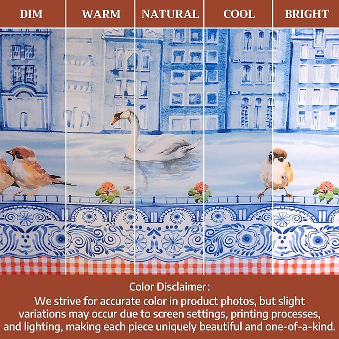 Maison d' Hermine Placemats Set of 2 100% Cotton Washable Cloth Place Mats, Reusable Table Mats for Kitchen Dining Decoration, Party, Wedding, Restaurant Spring/Summer (Amsterdam Canals, 13" x 19")