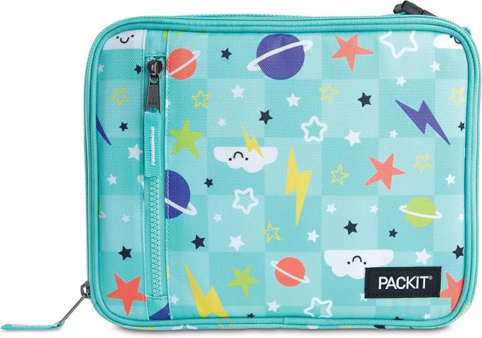 PackIt짰 Freezable Classic Lunch Box, Happy Clouds, Built with EcoFreeze짰 Technology, Fully Freezable, Collapsible, Reusable, With Zip Front Pocket and Buckle Handle, Designed for Fresh Lunch On the Go