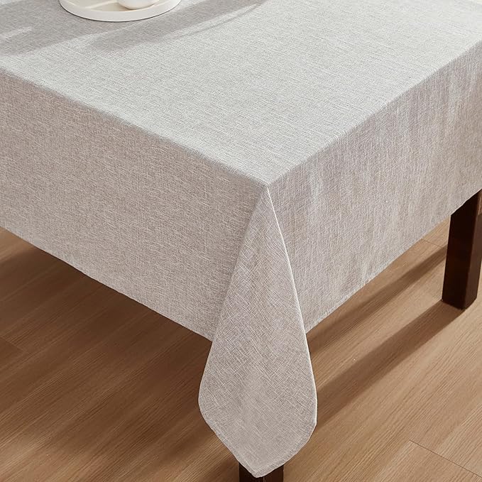 Laura Ashley Harper Luxuriously Smooth Fabric Tablecloth for Formal or Casual Dining, Holiday, Banquet, Wedding or Party, 60" x 102", Taupe