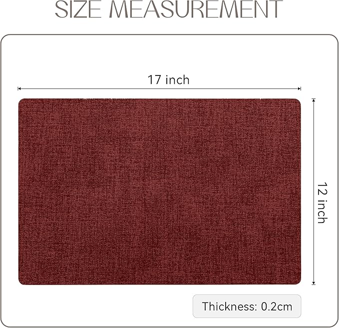 Romanstile Vinyl Placemats Set of 4-12 X 17 Inch - Heat Resistant Place Mats 100% Waterproof Oilproof Wipeable Reversible Faux Leather Table Mats for Kitchen, Dining, Party, Outdoor, Red