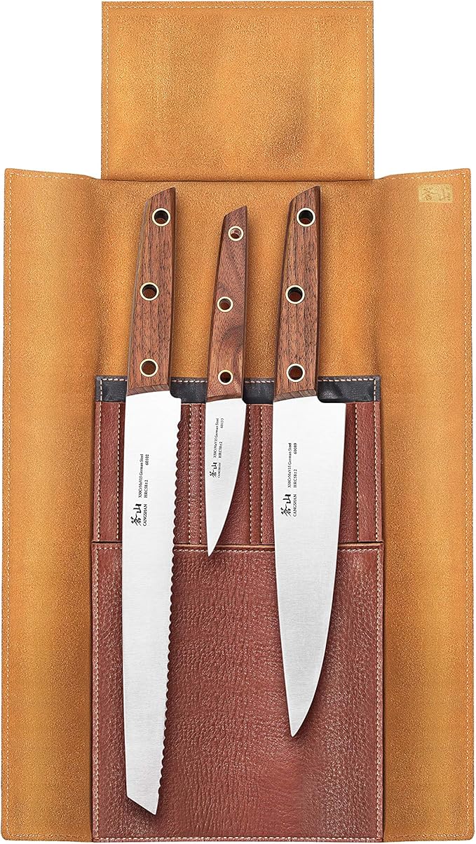 Cangshan W Series 59953 4-Piece Leather Roll Knife Set