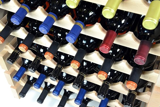 sfDisplay.com,LLC. Modular Wine Rack Beechwood 24-72 Bottle Capacity 6 Bottles Across up to 12 Rows Newest Improved Model (36 Bottles - 6 Rows)