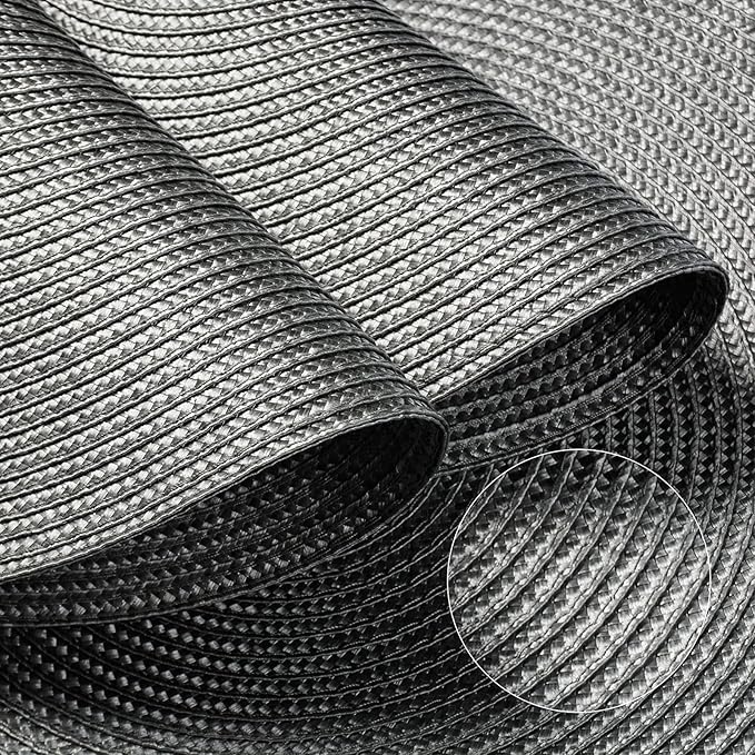 FunWheat Round Braided Placemats Set of 6 Table Mats for Dining Tables Woven Washable Non-Slip Place mats 15 inch(Grey, 6pcs)