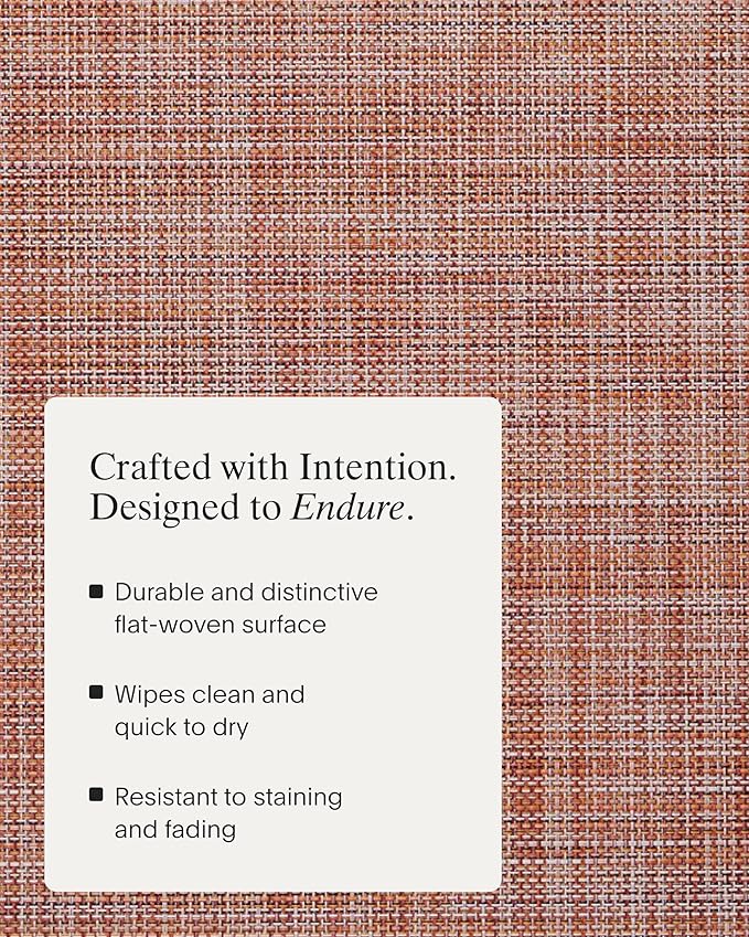 Chilewich Mini Basketweave Placemats in Cinnamon - Set of 4 - Easy Care Woven Tabletop Textiles - Indoor/Outdoor - 19" x 14" Rectangle