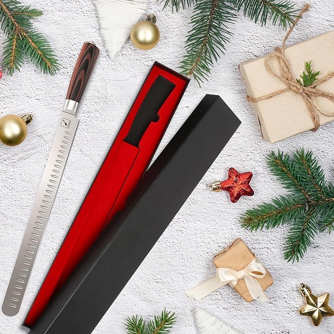 imarku Brisket Knife, 12 Inch Ultra Sharp Carving Slicing Knife for Brisket, BBQ, Turkey, Ham, Ribs, and Roast Beef, High Carbon Stainless Steel Blade, Ergonomic Pakkawood Handle, Gift Box