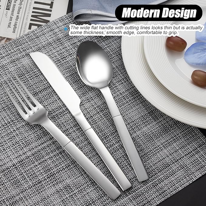 Heavy Duty Silverware Set for 4, 20 Piece Stainless Steel Flatware Utensils Cutlery Set Including Knife Fork and Spoon, Mirror Polished, Gift Package for Wedding Housewarming, Dishwasher Safe
