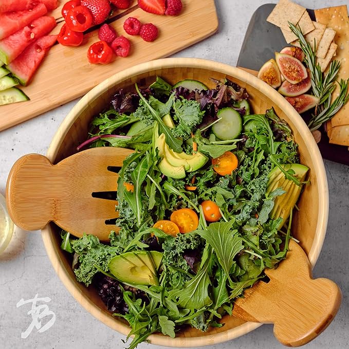 Totally Bamboo Salad Hands ??Bamboo Salad Serving Utensils for Serving & Tossing