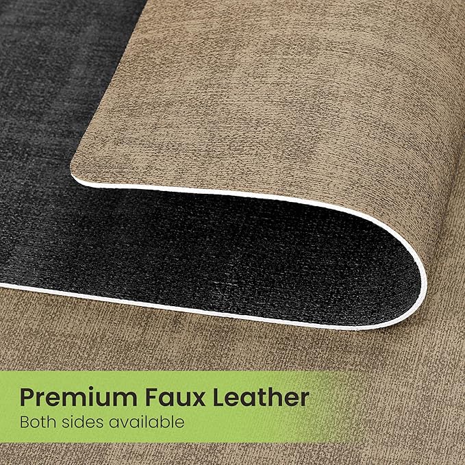 Fyvva Placemats Set of 6, Faux Leather Heat Resistant Wipeable Placemats, Dual Sided Waterproof Washable Table Mats with Coaster, Suitable for Kitchen, Dining, Table Decor (6, Black Light Coffee)