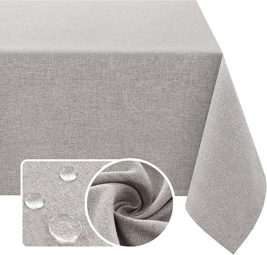 H.VERSAILTEX Linen Textured Tablecloth 60 x 60 Waterproof Decorative Table Cloth Spill-Proof Linen Look Cover for Party Table Extra Soft and Thick Fabric Wrinkle Free, Heather Taupe