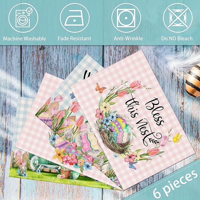Pinata Easter Placemats Set of 4, Easter Placemats 12x18 Inch for Dining Table, Bunny Rabbit Place Mats, Farmhouse Table Decor, Rustic Table Mats