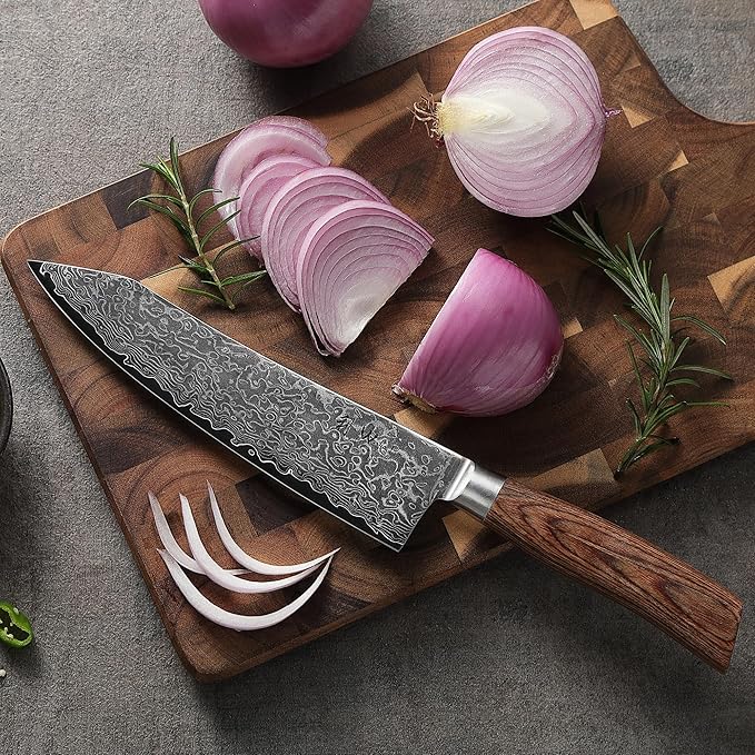 Wakoli EDIB Pro Premium Kiritsuke Chef's Knife ??Japanese-Style Kitchen Knife | 8-Inch Blade Made of 67-Layer Genuine Damascus Steel with Pakkawood Handle | Sharp, Durable, Professional Cooking Tool