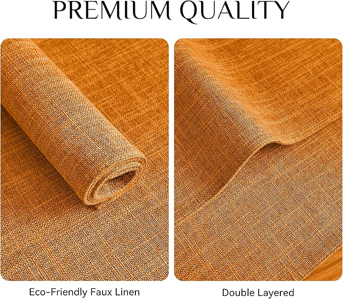 Softalker Faux Linen Placemats Set of 4-12 x 18 Inch, Heat Resistant Double Layered Durable Burlap Farmhouse Place Mats, Non-Slip Washable Rustic Table Mats for Dining, Kitchen, Party竊늀range