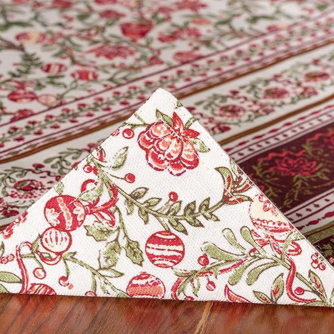 Maison d' Hermine Placemats Set of 4 100% Cotton Washable Cloth Place Mats, Reusable Table Mats for Thanksgiving Christmas Decorations Kitchen Dining Party Wedding (Reveillon Au Jardin, 13" x 19")