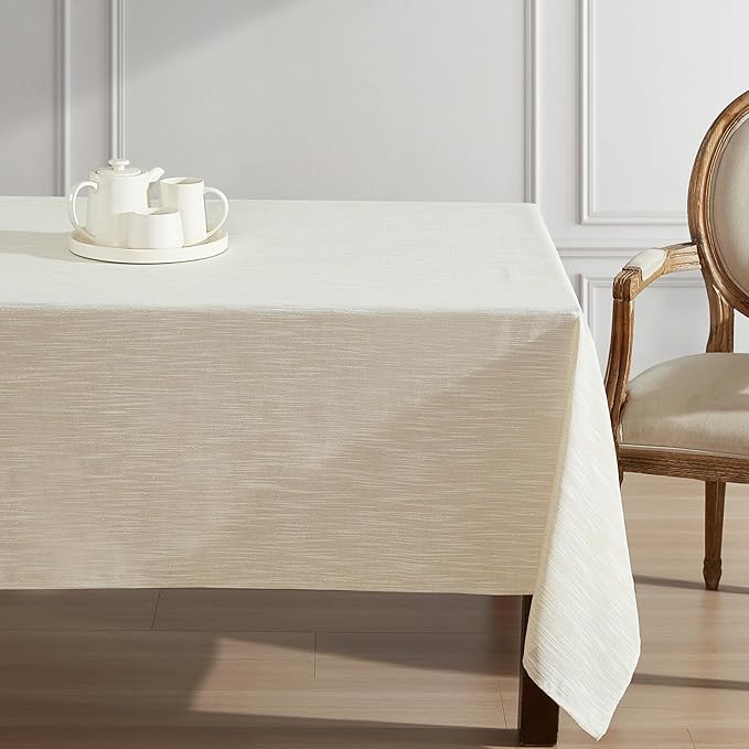 Laura Ashley Arabesque Luxurious Shimmery Fabric Tablecloth for Formal Dining, Holiday, Wedding or Party, 60" x 120", Gold