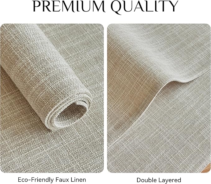 Softalker Faux Linen Placemats Set of 8-12 x 18 Inch, Heat Resistant Double Layered Durable Burlap Farmhouse Place Mats, Non-Slip Washable Rustic Table Mats for Dining, Kitchen, Party竊뉱ream