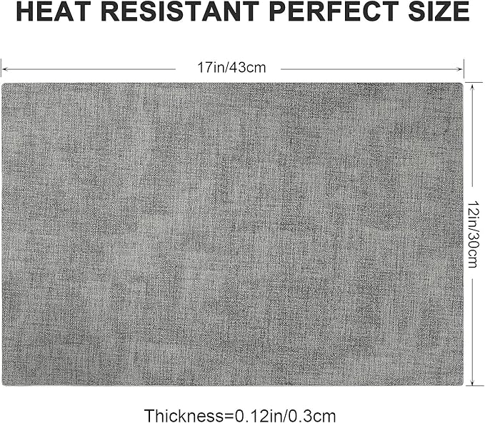 LANDVIEW Leather Heat Resistant Placemats Set of 6 Waterproof Wipeable Washable PU Table Mats,Easy to Clean Anti-Slip Place Mats (Light Grey, 6)