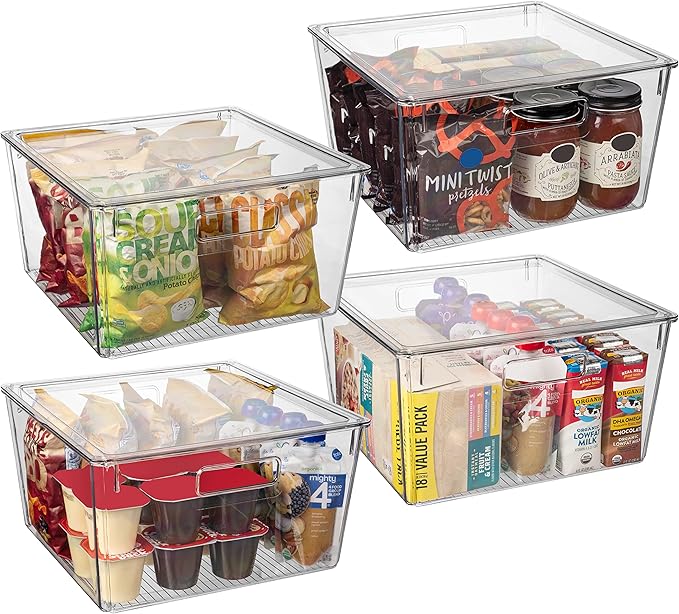 ClearSpace Plastic Storage Bins with Lids XL ??Perfect Kitchen Organization or Pantry Storage ??Fridge/Cabinet Organizers