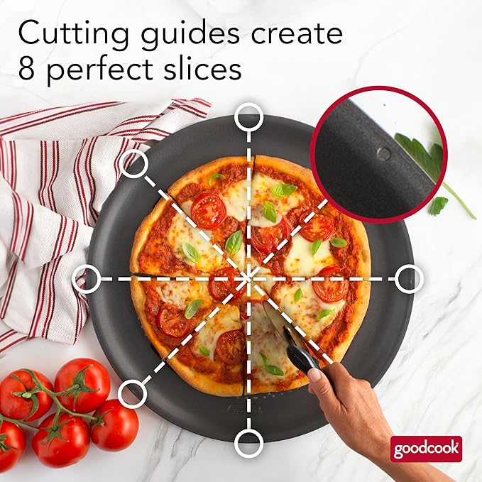 GoodCook AirPerfect Nonstick 16??Pizza Pan ??Pizza Tray for Oven, Perforated Round Pizza Pan, Carbon Steel Baking Pan, Homemade, Frozen & Leftover Slices