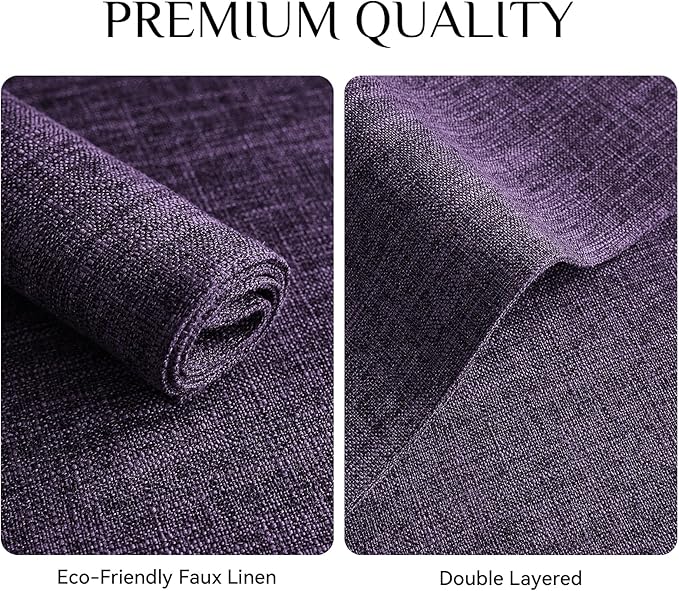 Softalker Faux Linen Placemats Set of 12-12 x 18 Inch, Heat Resistant Double Layered Durable Burlap Farmhouse Place Mats, Non-Slip Washable Rustic Table Mats for Dining, Kitchen, Party竊늁urple