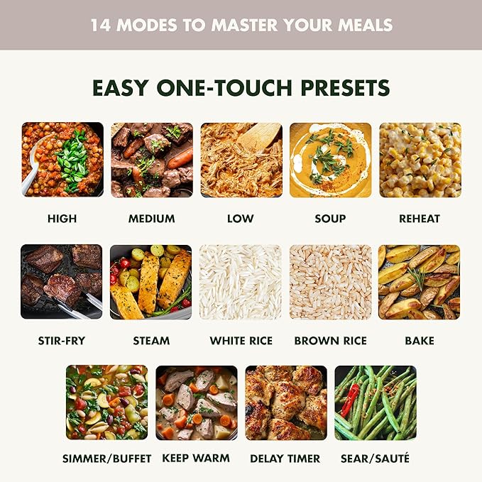 GreenPan Elite 14-in-1 Programmable 6QT Electric Slow Cooker, Dishwasher Safe Lid & Removable Crock, PFAS-Free Healthy Ceramic Nonstick Multi-Cooker, Sear, Saut챕, Brown, Steam Basket, Roast, Clay