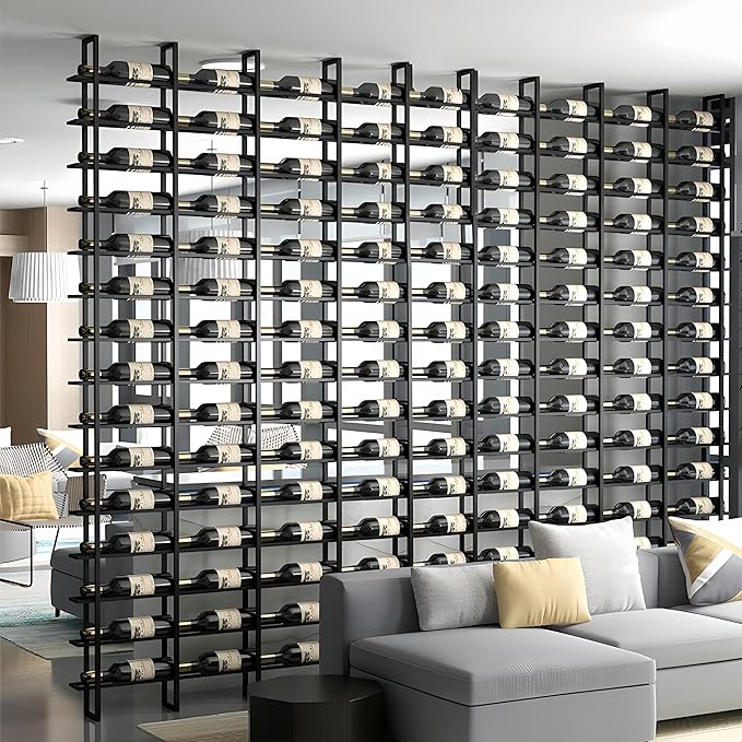 45-Bottle 3-Column Wall-Mounted Wine Rack, Gold Metal Wine Bottle Holder with Vertica Design, Space-Saving Wine Storage Shelf for Home Bar, Kitchen, Restaurant & Cellar(45 Bottles, 45.67" W)