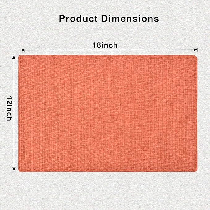 SLKQG Thanksgiving Linen Fabric Placemats Set of 4 - Heat Resistant & Machine Washable Table Mats for Holiday Dining, Double-Layered Placemats for Family Gatherings (4, Orange)