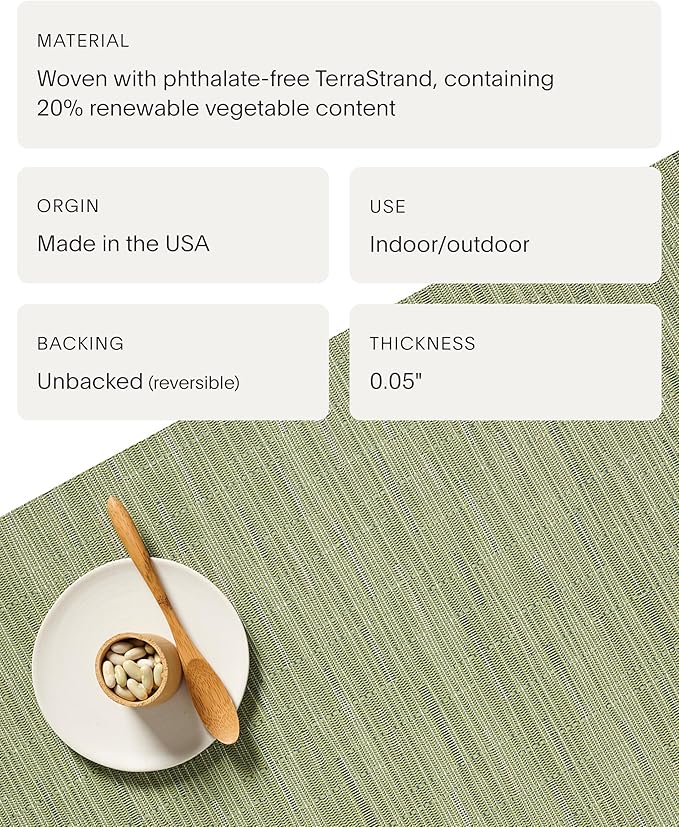 Chilewich Bamboo Placemats Set of 4 - Round Woven Placemats - Reusable, Stain-Resistant, Indoor/Outdoor Tabletop Protection - 15" - Spring Green
