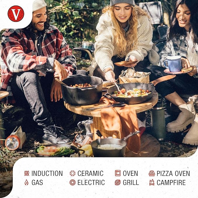 Victoria 4-Quart Cast Iron Dutch Oven with Lid and Dual Loop Handles, Seasoned with Flaxseed Oil, Made in Colombia,Black