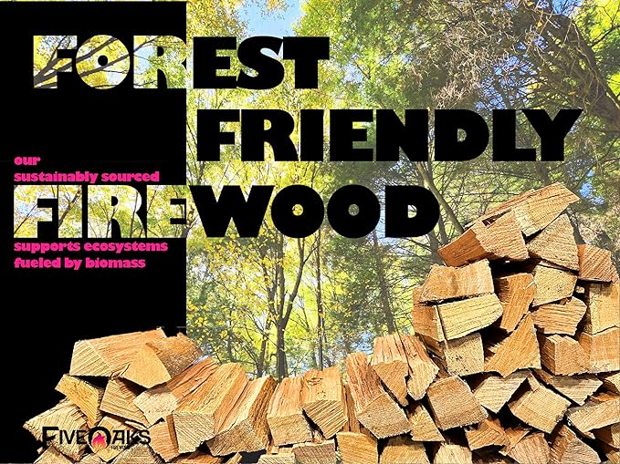 FiveOaks Firewood Pizza Oven Wood Kiln Dried Mini Split Hickory 8" inch Long for Cooking,Pizza Wood for Grilling or Smoking 1,248 cu. in. of Hickory